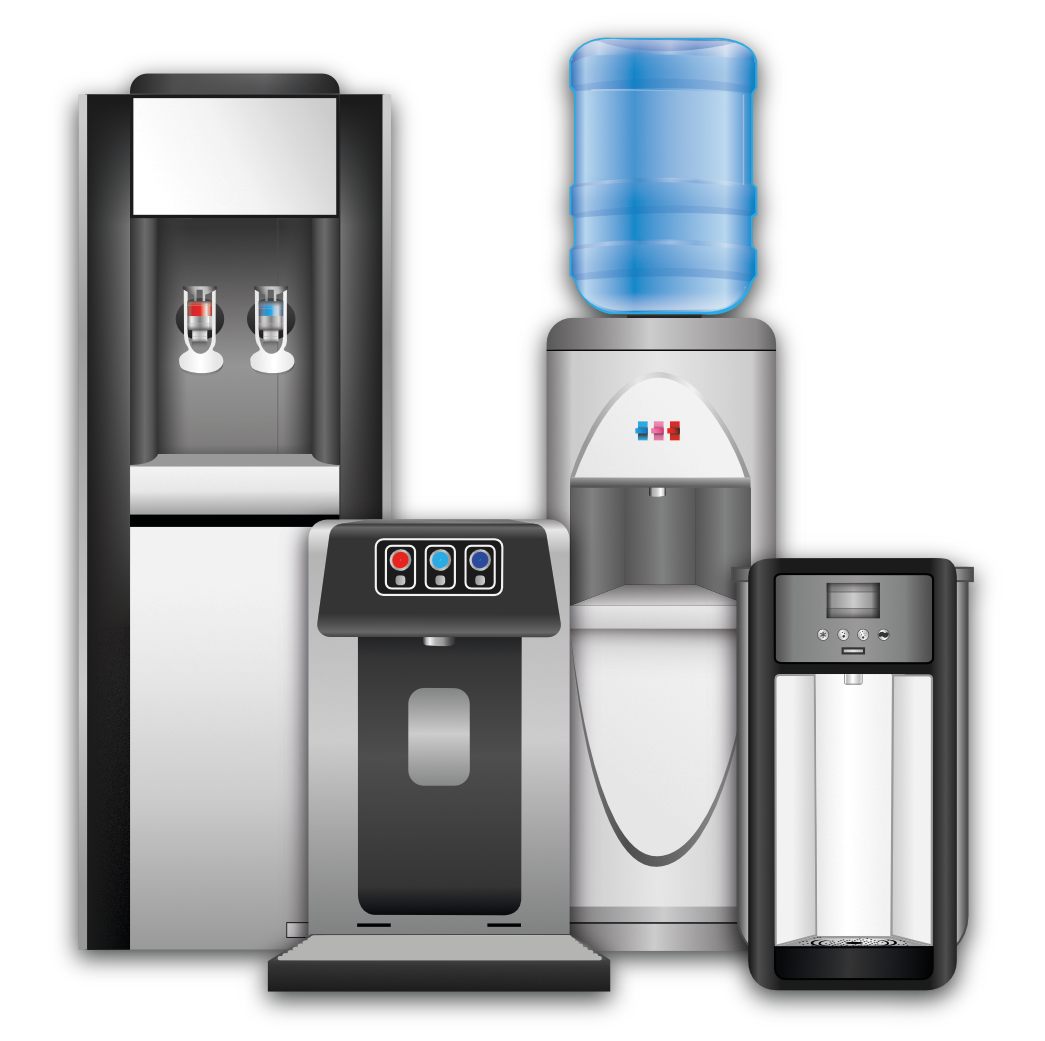 Illustration verschiedener Wasserspender Modelle
